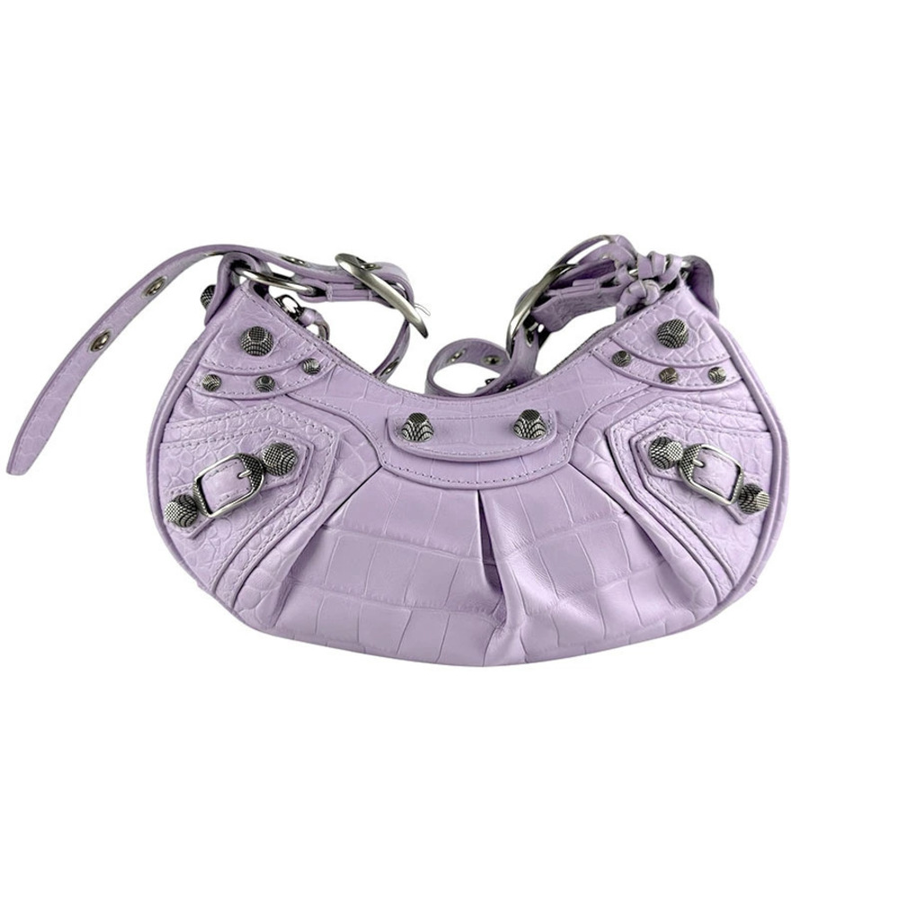 Balenciaga Shoulder Bag Le Cagole Leather Purple